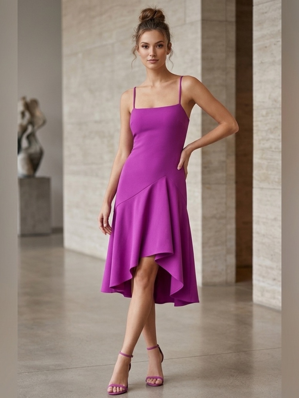 Susana Monaco NWT thin strap angled ruffle dress size small